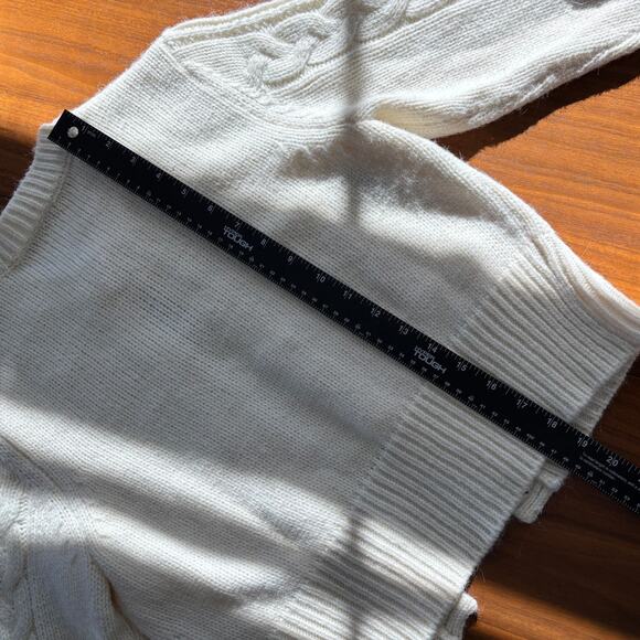 MONKL Cable Knit Cardigan Sweater Ivory with Button Detail Women's Size Small - Picture 2 of 10